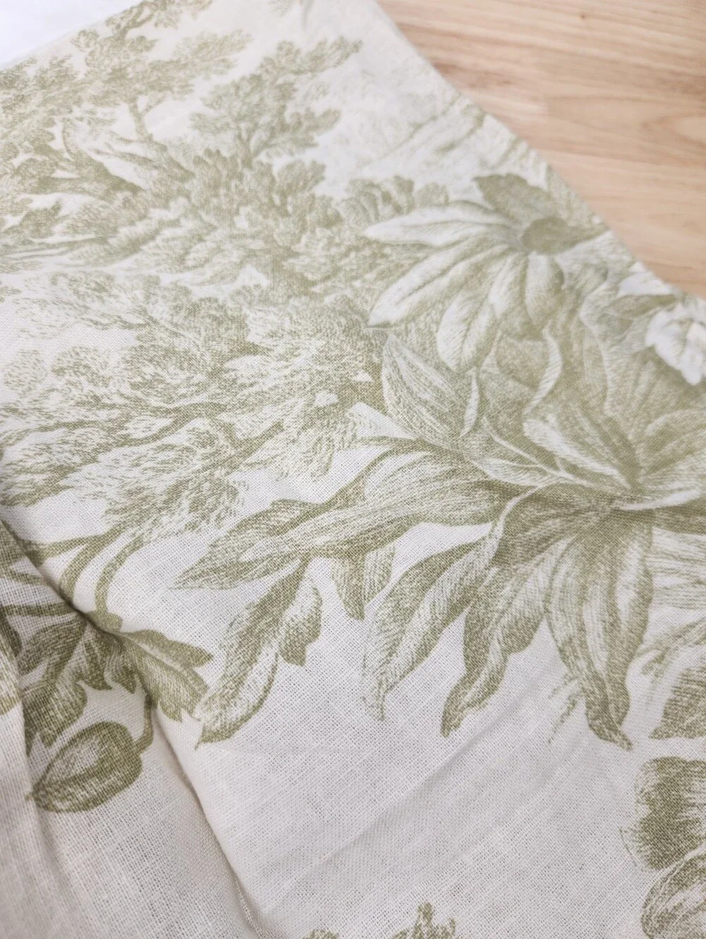 Pottery Barn Toile Queen Bed Skirt Linen Blend Farmhouse French Country Cottage